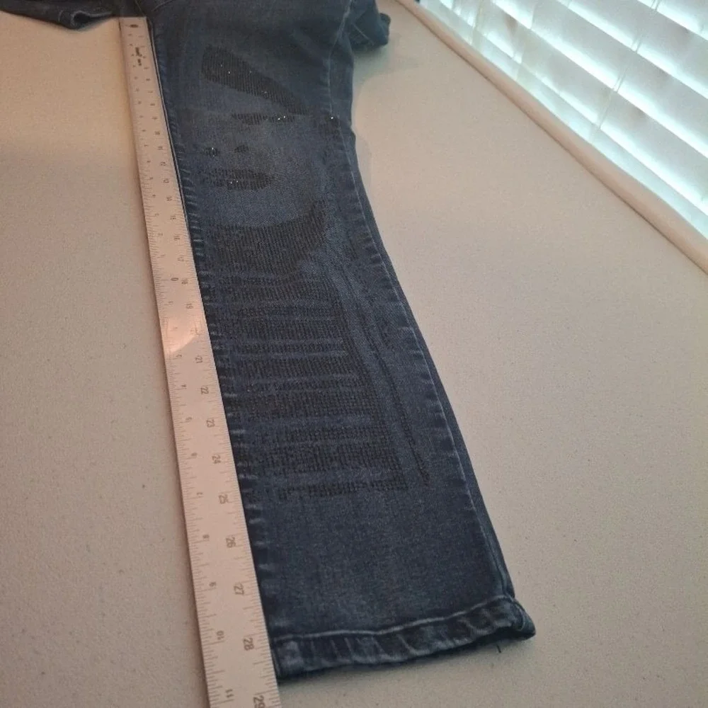 Joseph‎ Ribkoff Sz 6 Dark Blue Sparkle Face Brielle Slim Fit Straight Jeans